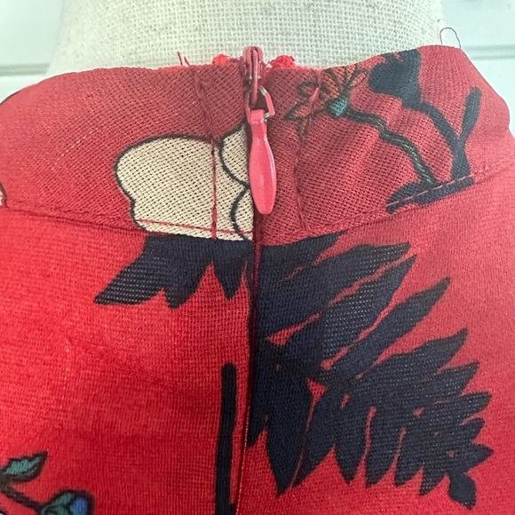 Femme Fatale  Italy red floral ruffle dress midi SZ M - Picture 6 of 10